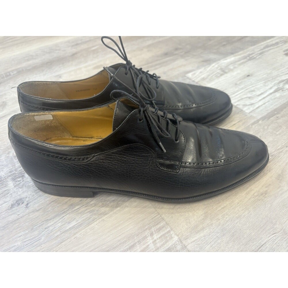 Mezlan Hudson Black Leather Derby Lace Up Men Dress Shoes Sz 12 Split Toe